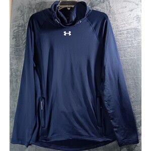 Under Armour Mens Medium Cold Gear Sweatshirt Funnel Cowl Neck Blue Pullover